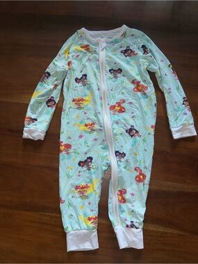 Light Blue Mermaid-Print Kids One-Piece Pajama Footie